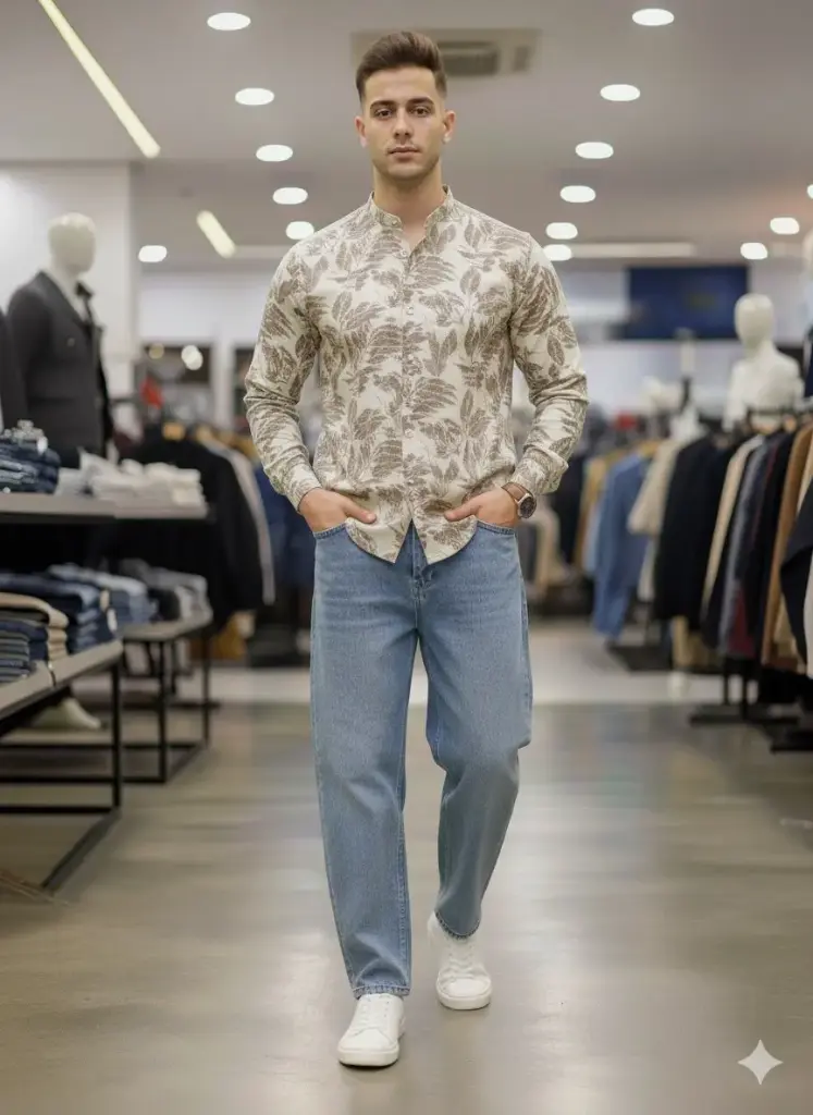 AXM1021 BANANA CHINESE PRINT SHIRT F/S M,L,XL